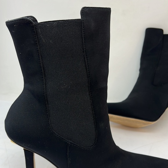 Good American Sz 9.5 Elastic and Satin Pull On Gold Heel Base Booties Boots - Picture 4 of 14